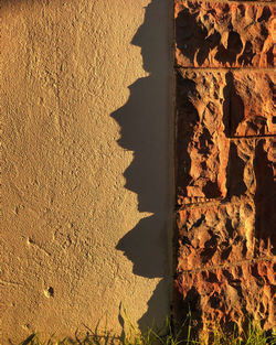 High angle view of shadow on wall