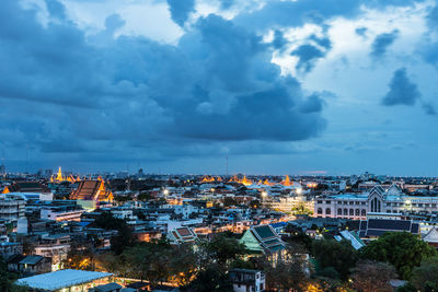 High angle view of cityscape against sky