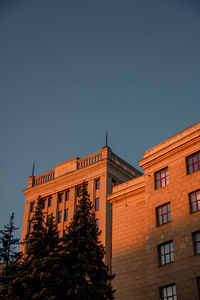 Low angle view of building against clear sky