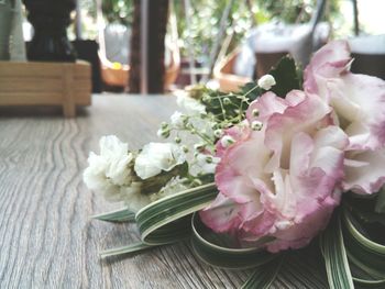 Close-up of flower bouquet on table