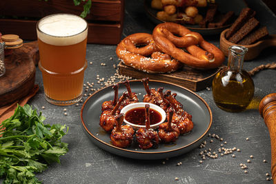 Close-up of food in plate on table
