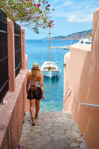 Rear view of woman on beach