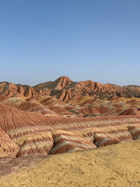 Scenic view of arid landscape against clear sky