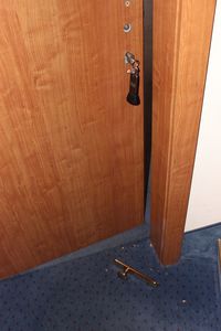 High angle view of open door