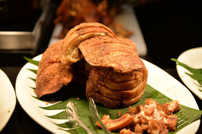 Close-up of food in plate on table