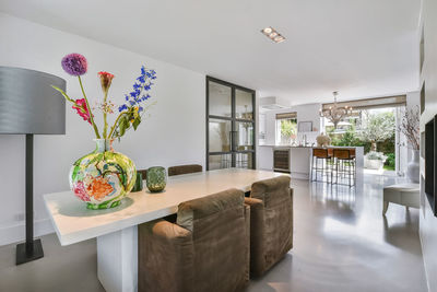Potted plant on table at home