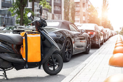 Motorcycle on street in city