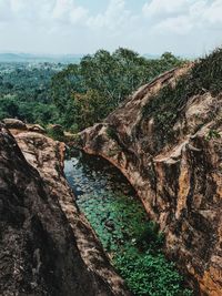 Scenic view of rocks against sky