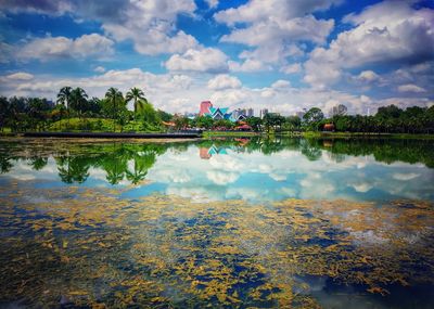Scenic view of lake against sky