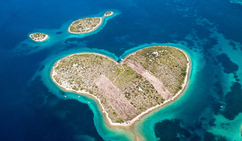 High angle view of blue sea