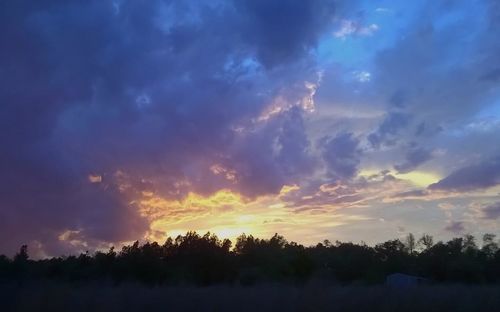 Scenic view of landscape against sky at sunset