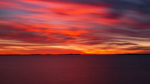 Scenic view of sea against dramatic sky