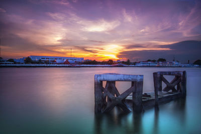 Scenic view of sea against sky at sunset