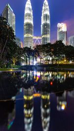 Reflection of buildings in city