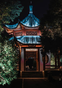 Illuminated building at night