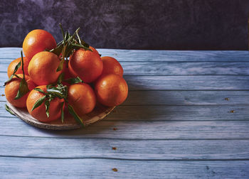 High angle view of fruits on table