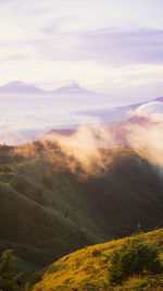 Scenic view of landscape against sky during sunset