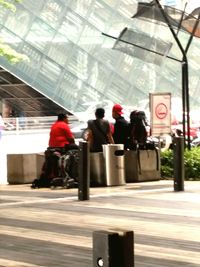 Woman standing in city