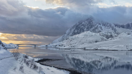 Scenic view of frozen lake against sky