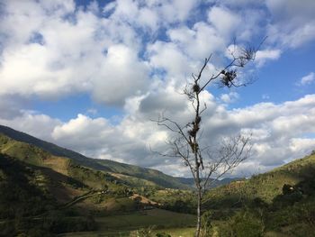 Scenic view of landscape and mountains against sky