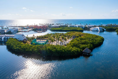 Beautiful laguna beach resort. aerial view of the luxury hotel