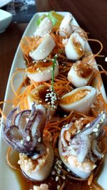 High angle view of food in plate