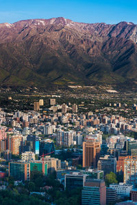 High angle view of townscape against sky