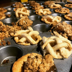 High angle view of cookies in plate