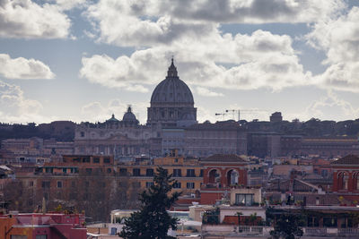 St. peter's basilica in the vatican city overlooking the city of roma, italy.