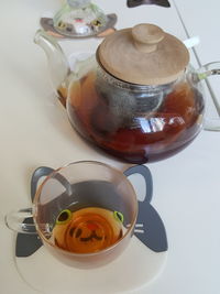 Close-up of tea cup on table