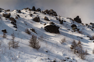 Snow covered mountain against sky