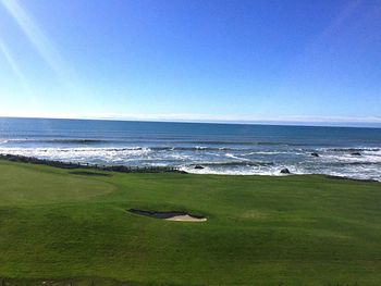 Scenic view of sea against clear sky