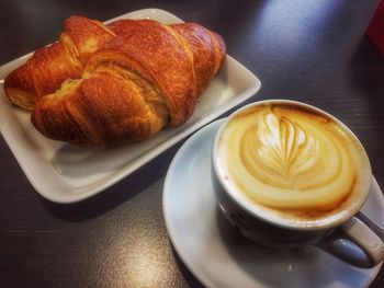 High angle view of breakfast on table