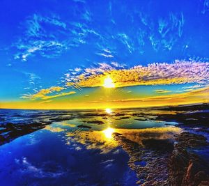 Scenic view of sea against sky at sunset