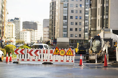 Barricades on city street