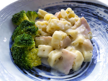High angle view of food in plate