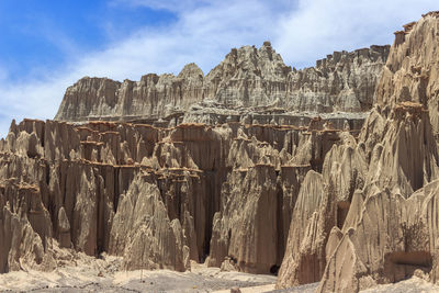 Panoramic view of rock formation against sky
