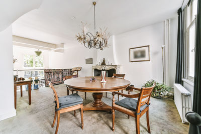 Empty chairs and tables at home