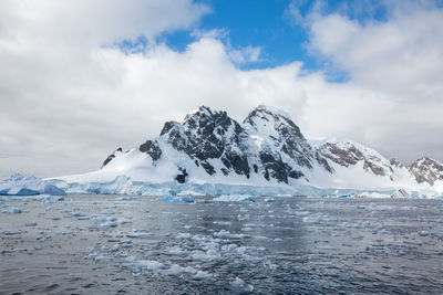 Scenic view of frozen sea against sky