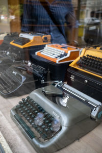 High angle view of computer keyboard on table