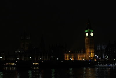 Illuminated buildings at night