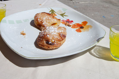 Close-up of food in plate on table