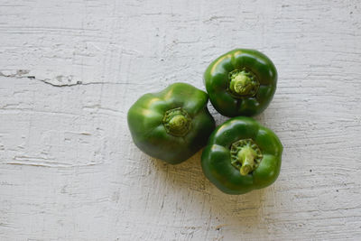 High angle view of green fruits on table