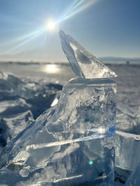 High angle view of ice