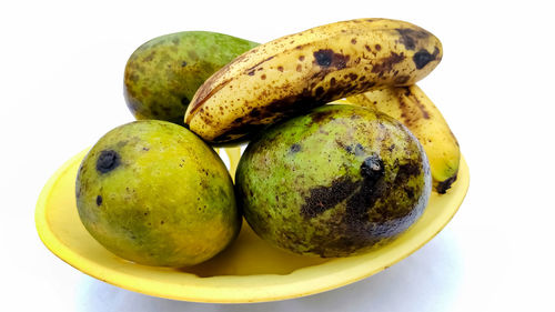 High angle view of fruits in plate