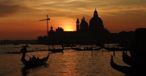 Silhouette of buildings at sunset