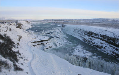 The waterfall gullfoss, iceland in wintertime, europe