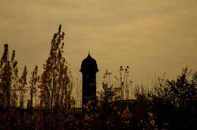 View of built structure at sunset