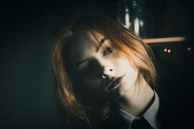 Close-up portrait of a young woman