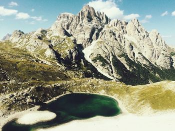 Scenic view of mountains against sky
